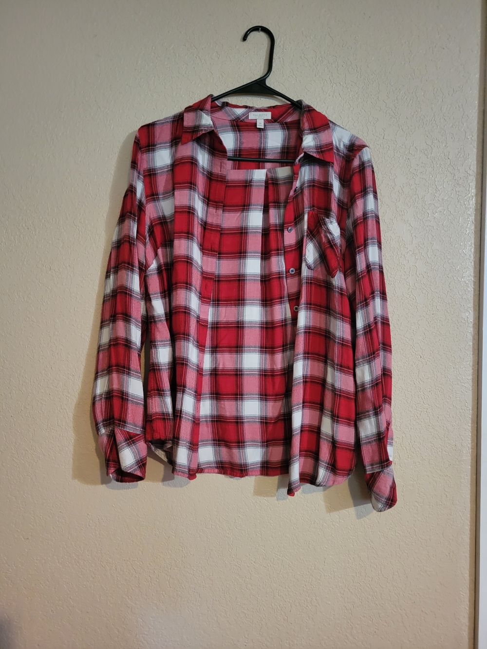 Talbots Red and White Plaid Button-Down Shirt